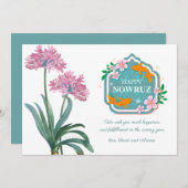 Happy Nowruz  Lily Pink Invitation Kaart (Voorkant / Achterkant)