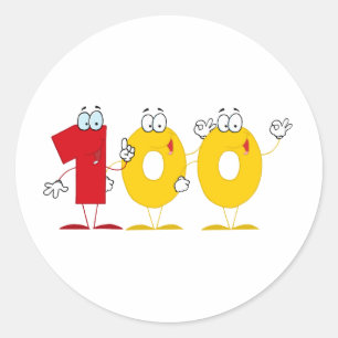 Happy Number 100 Ronde Sticker