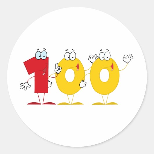 Happy Number 100 Ronde Sticker (Voorkant)