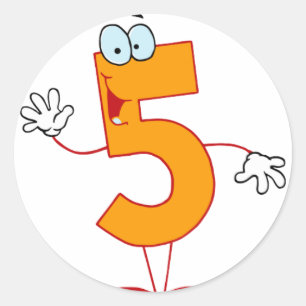 Happy Number 5 Ronde Sticker