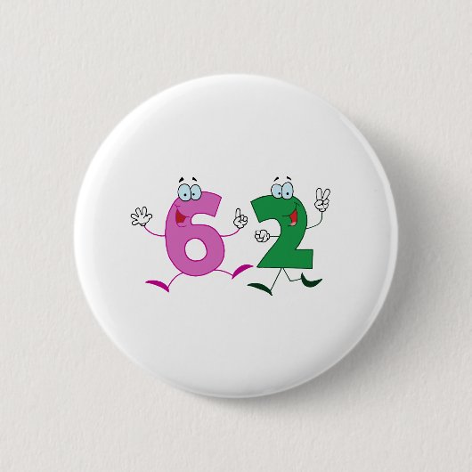 Happy Number 62 Ronde Button 5,7 Cm (Voorkant)