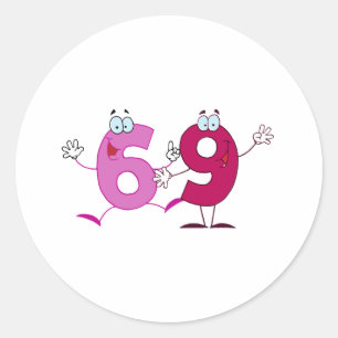 Happy Number 69 Ronde Sticker