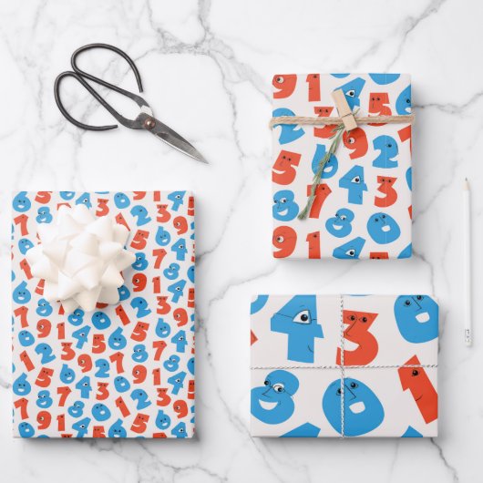 Happy Numbers print wrapping paper (Voorkant)