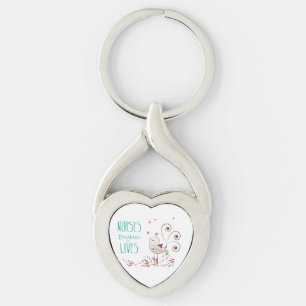 Happy Nurses Day, Cute Bird on Stripes Sleutelhanger