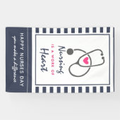Happy Nurses Day Gray Stethescope Illustratie Spandoek (Horizontaal)