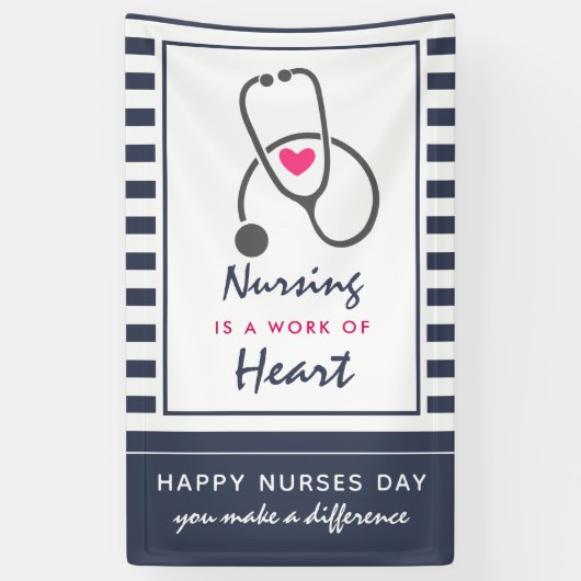 Happy Nurses Day Gray Stethescope Illustratie Spandoek (Verticaal)
