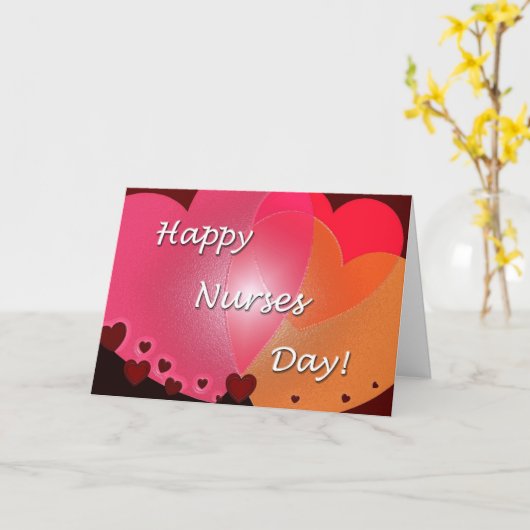 Happy Nurses Day Hearts Kaart (Gele Bloem)