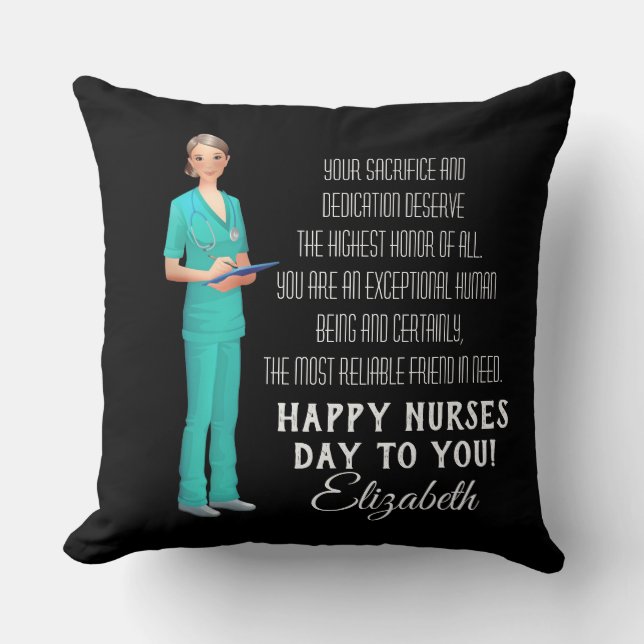 Happy Nurses Day in donkere achtergrond Kussen (Voorkant)