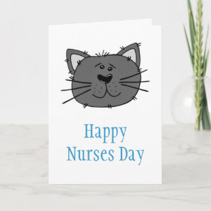 Happy Nurses Day met kat voor diergeneeskundig geb Kaart