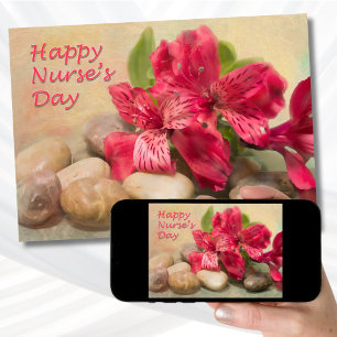 Happy Nurses Day Red Lily van de Valley Kaart