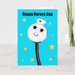 Happy Nurses Day Schattigee stethoscoop met sterre Feestdagen Kaart