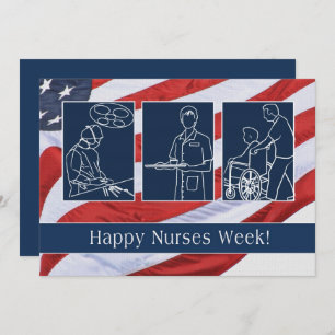Happy Nurses Week. Amerikaanse Patriottische aange Bedankkaart