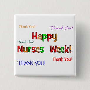 Happy Nurses Week Buttonnen Vierkante Button 5,1 Cm