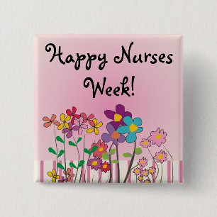 Happy Nurses Week Buttonnen Vierkante Button 5,1 Cm