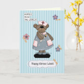 Happy Nurses Week. Cute Teddy Bear Kaart (Gele Bloem)