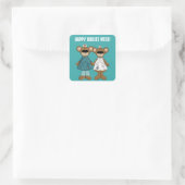 Happy Nurses Week. Cute Teddy Bears Vierkante Sticker (Tas)