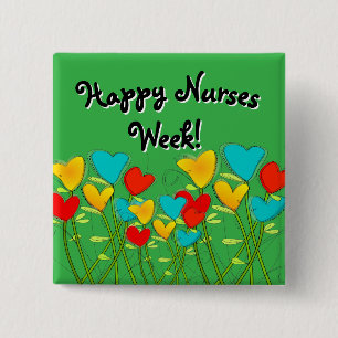 Happy Nurses Week Groene Buttonnen Vierkante Button 5,1 Cm