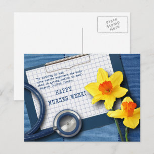 Happy Nurses Week Lente Daffodil en Stethoscoop Briefkaart