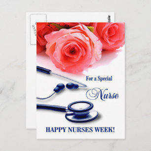 Happy Nurses Week. Rozen en stethoscoop Briefkaart