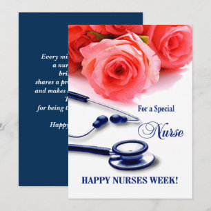 Happy Nurses Week. Rozen en Stethoscoop-Kaart Kaart