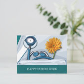 Happy Nurses Week. Stethoscoop en Daisy Briefkaart (Staand voorkant)
