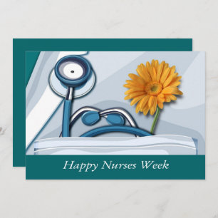 Happy Nurses Week. Stethoscoop en Daisy Kaart