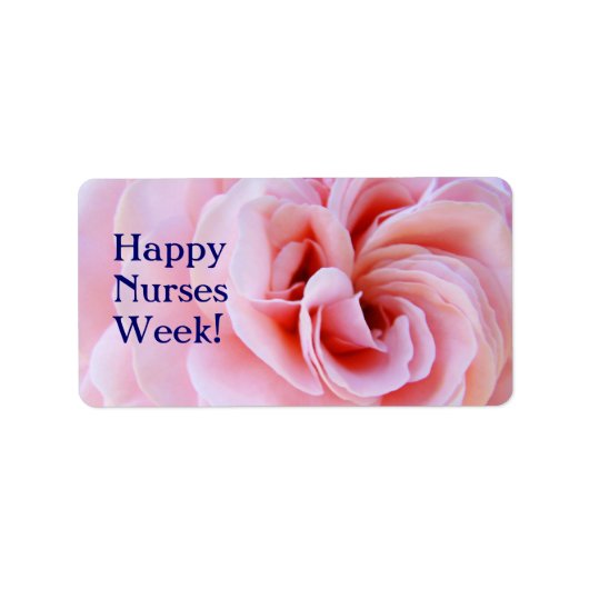 Happy Nurses Week! sticker labels Pink Rose Flower (Voorkant)