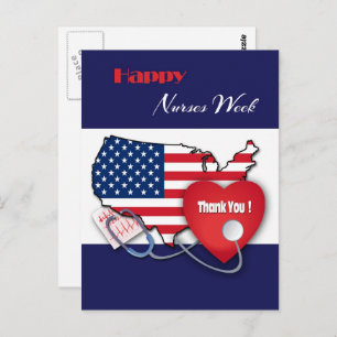 Happy Nurses Week. USA Patriotic Briefkaart