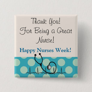 Happy Nurses Week Vierkante Button 5,1 Cm
