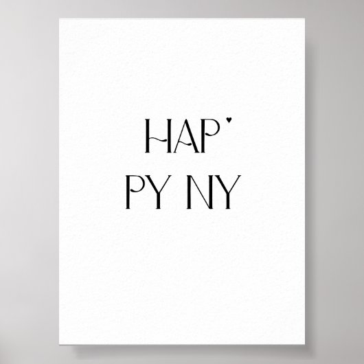Happy NY - minimalistic typography poster (Devant)