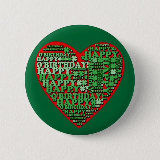 Happy O'Birthday St Patricks Day Birthday Tshirt Ronde Button 5,7 Cm (Voorkant)