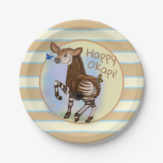 Happy Okapi. Papieren Bordje (Voorkant)