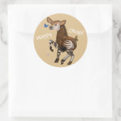 Happy Okapi. Ronde Sticker (Tas)