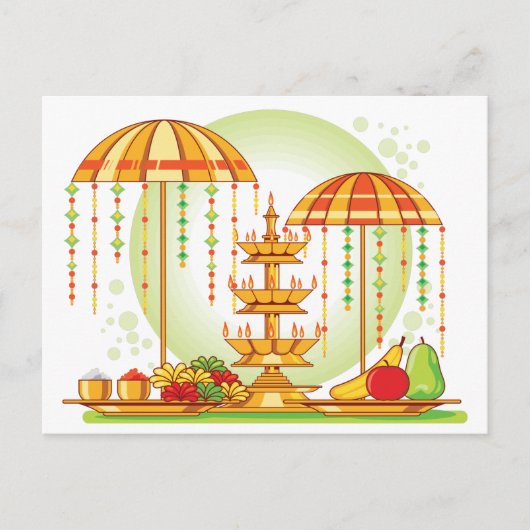 Happy Onam Umbrellas Uitnodiging Briefkaart (Voorkant)