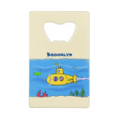 Happy-onderzeeër-cartoon Kredietkaart Flessenopener (Achterkant)