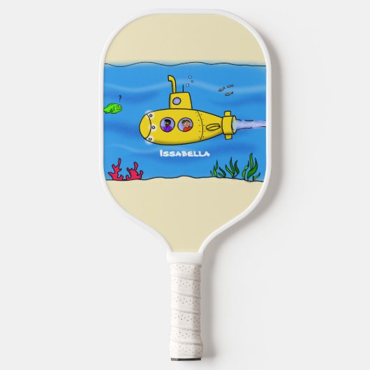 Happy-onderzeeër-cartoon Pickleball Paddle (Voorkant)