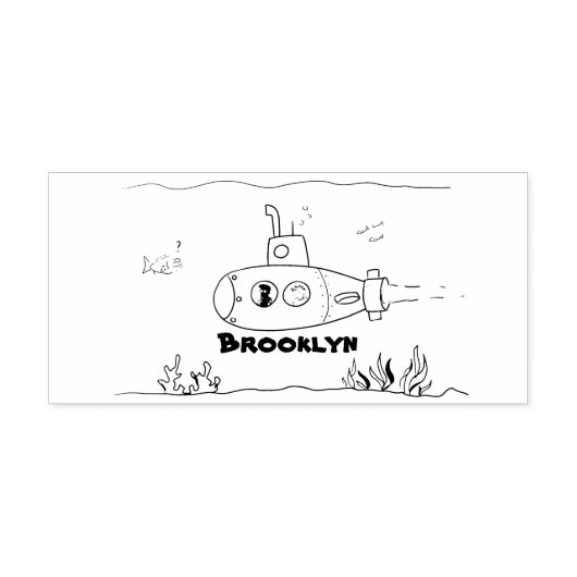 Happy-onderzeeër-cartoon Rubberstempel (Afrduk)
