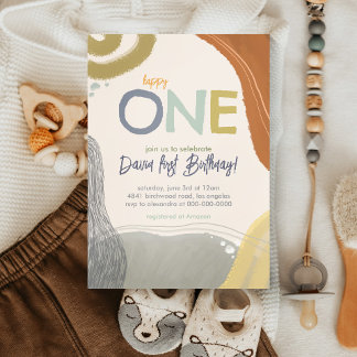 Happy One Eerste Verjaardags Jongen Uitnodiging