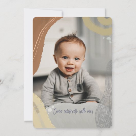 Happy One First Birthday Photo boy Invitation (Dos)