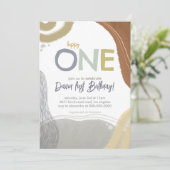 Happy One First Birthday Photo boy Invitation (Debout devant)