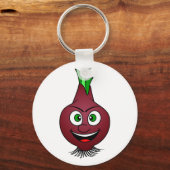 Happy Onion Vegan Vegetable Illustration Sleutelhanger (Voorkant)