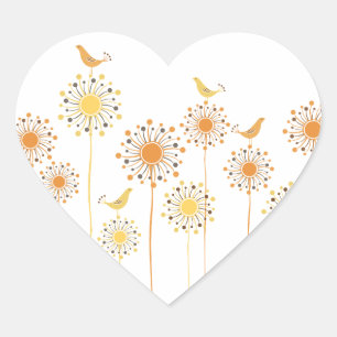 Happy Oranje Vogels Hart Sticker
