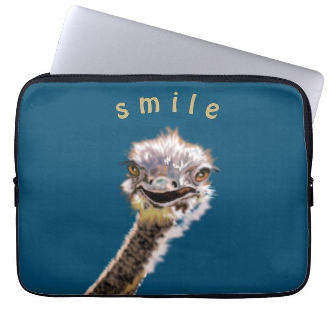 Happy Ostrich Laptop Sleeve (Voorkant)