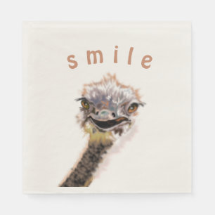 Happy Ostrich Napkins - Fun Painting - Jouw tekst Servet