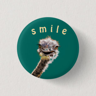 Happy Ostrich - voeg uw kleur/tekst toe Ronde Button 3,2 Cm