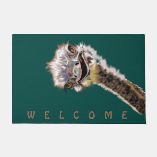 Happy Ostrich - Voeg uw kleur/tekst toe - Welkom  Deurmat (Voorkant)