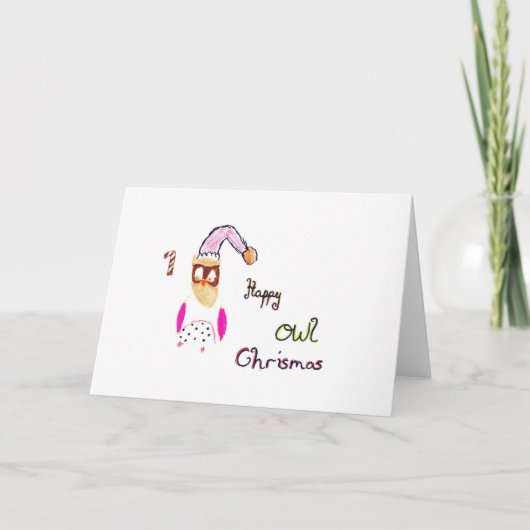 Happy Owl Christmas beroemd gemaakt door Alix R. Feestdagen Kaart (Voorkant)