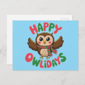 Happy Owlidays Feestdagenkaart (Voorkant / Achterkant)