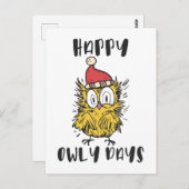 Happy Owly Days Grappige Santa Uil Briefkaart (Voorkant / Achterkant)