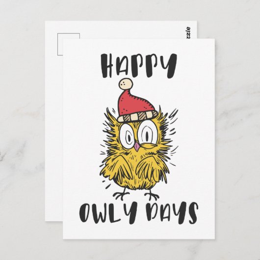 Happy Owly Days Grappige Santa Uil Briefkaart (Voorkant / Achterkant)